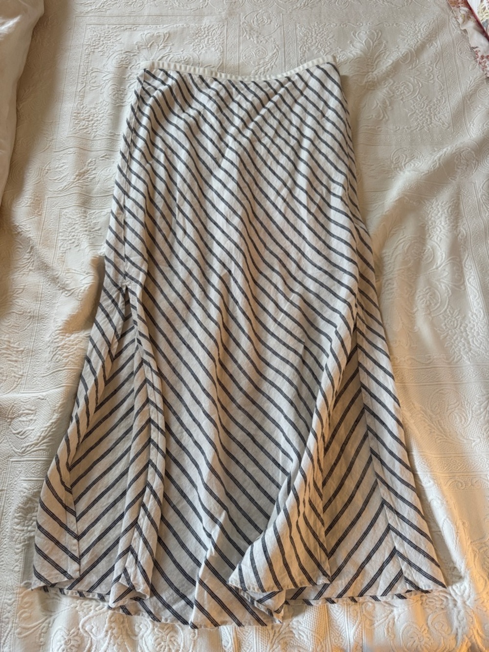 J. Crew Diagonal Striped A-Line Midi Skirt - Black & White